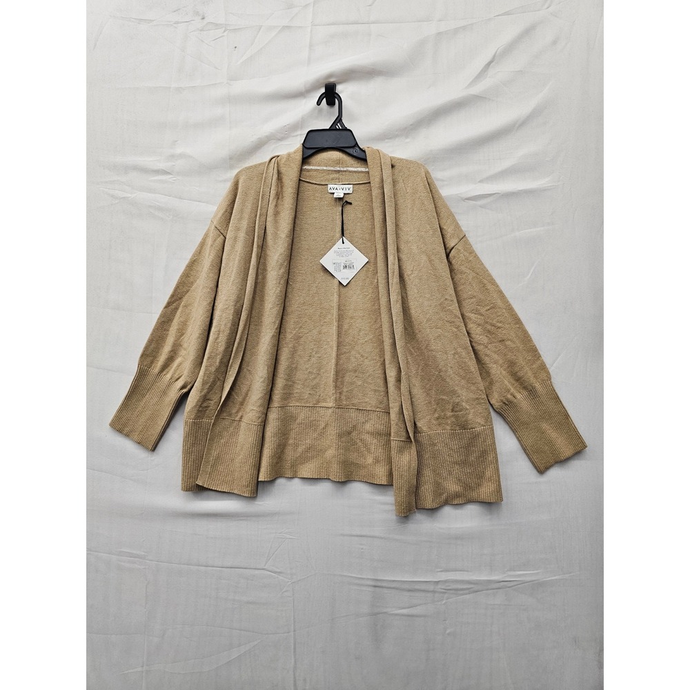 Ava & Viv Womens Open Front Cardigan Sweater Brown Cotton Blend Size XXL